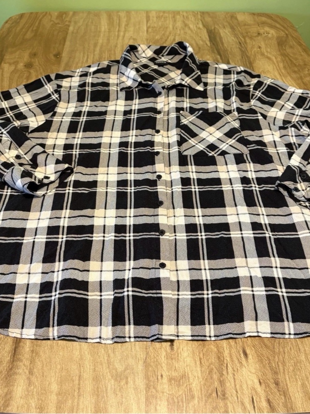 3/$25 Torrid Black White Plaid Button Up Long Sleeve Blouse Top Plus Size 3
